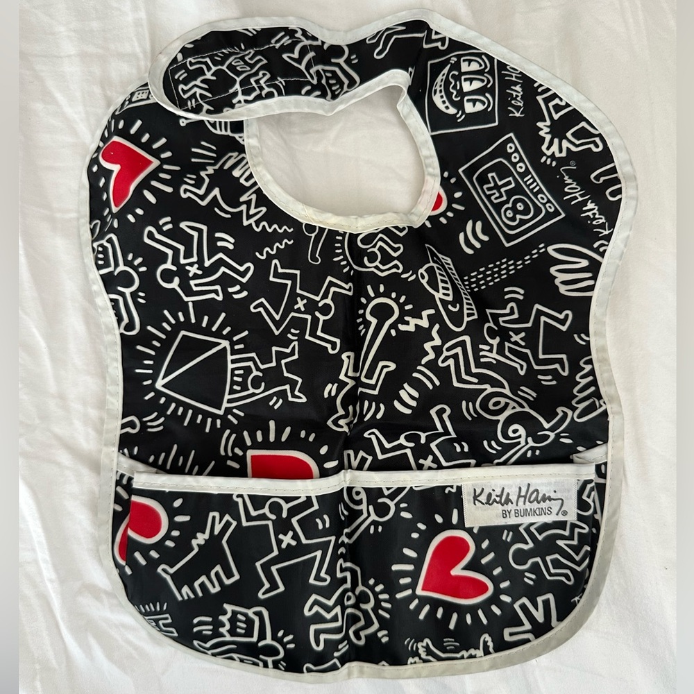 Keith Haring x Bumkins modern graphic baby bib